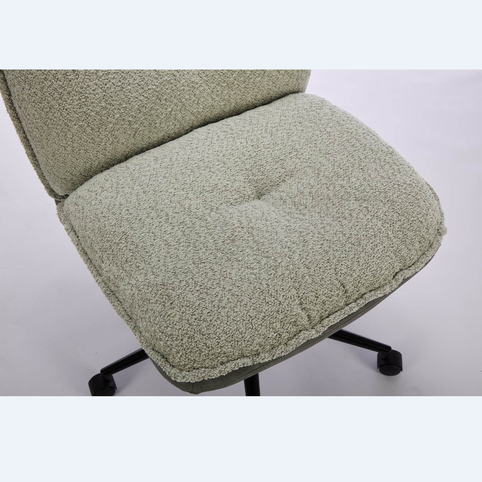 Oversize Seat Cirss Cross Chair With Wheels, Elegant Design Computer Chair, Adjustable Height 360 Rolling Swivel Home Office Chair For Small Space, Dressing Room, Living Room Gray Green Gray Primary Living Space Casual Foam Pu Leather