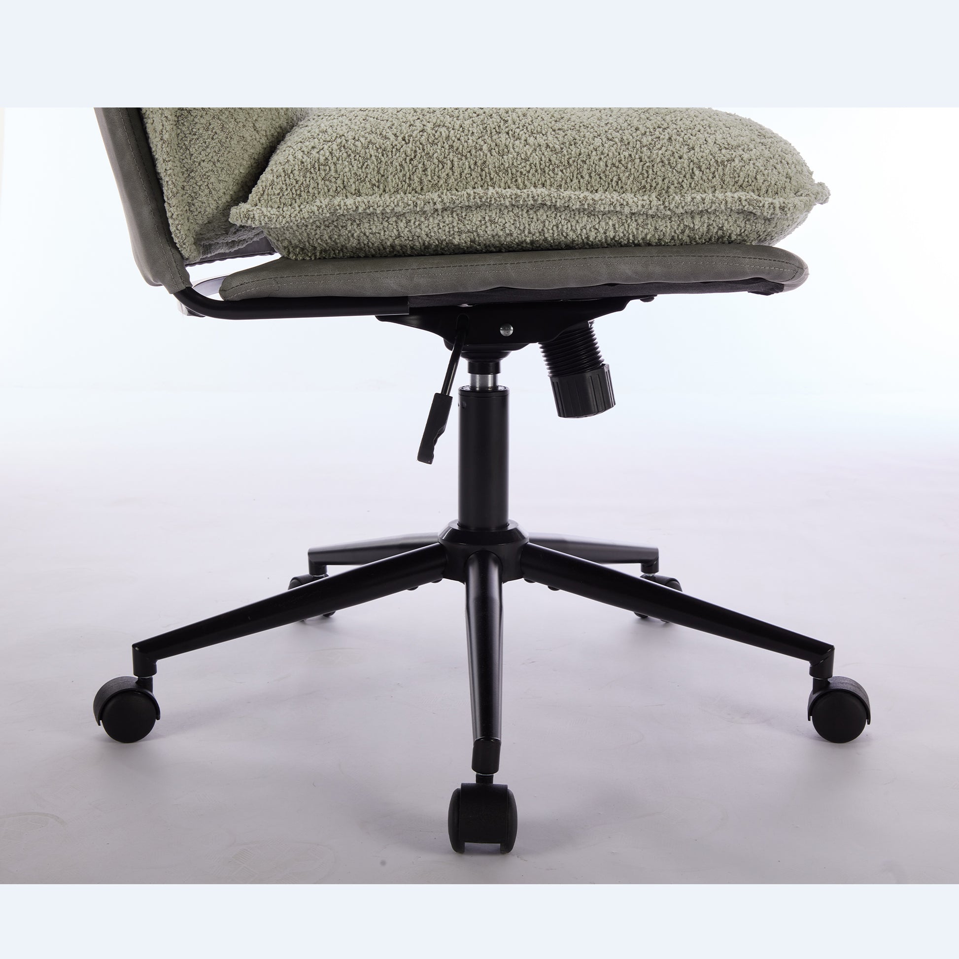 Oversize Seat Cirss Cross Chair With Wheels, Elegant Design Computer Chair, Adjustable Height 360 Rolling Swivel Home Office Chair For Small Space, Dressing Room, Living Room Gray Green Gray Primary Living Space Casual Foam Pu Leather
