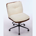 Oversize Seat Cirss Cross Chair With Wheels, Elegant Design Computer Chair, Adjustable Height 360 Rolling Swivel Home Office Chair For Small Space, Dressing Room, Living Room Brown White Dark Brown White Primary Living Space Casual Foam Pu Leather