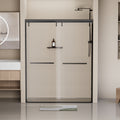 56 60 In. W X 76 In. H Semi Frameless Shower Door, Double Sliding Shower Door, 5 16