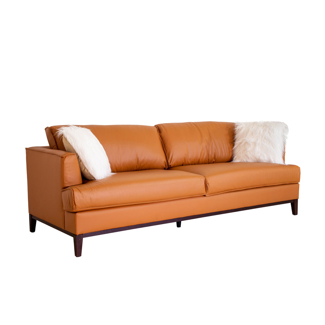 Aspen Cognac Top Grain Leather Sofa Camel Wood Leather 3 Seat