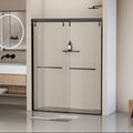 56 60 In. W X 76 In. H Semi Frameless Shower Door, Double Sliding Shower Door, 5 16