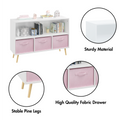 Kids Bookcase With Collapsible Fabric Drawers, Children'S Book Display, Toy Storage Cabinet Organizer, White Pink White Pink Mdf