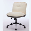 Oversize Seat Cirss Cross Chair With Wheels, Elegant Design Computer Chair, Adjustable Height 360 Rolling Swivel Home Office Chair For Small Space, Dressing Room, Living Room Gray White Dark Gray White Primary Living Space Casual Foam Pu Leather