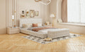 2 Pieces Bedroom Sets Queen Size Upholstered Bed With Rectangular Upholstered Ottoman For Bedroom,White Queen White 2 Piece Set Solid Wood Mdf