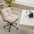 Oversize Seat Cirss Cross Chair With Wheels, Elegant Design Computer Chair, Adjustable Height 360 Rolling Swivel Home Office Chair For Small Space, Dressing Room, Living Room Gray Pink Pink Grey Primary Living Space Casual Foam Pu Leather