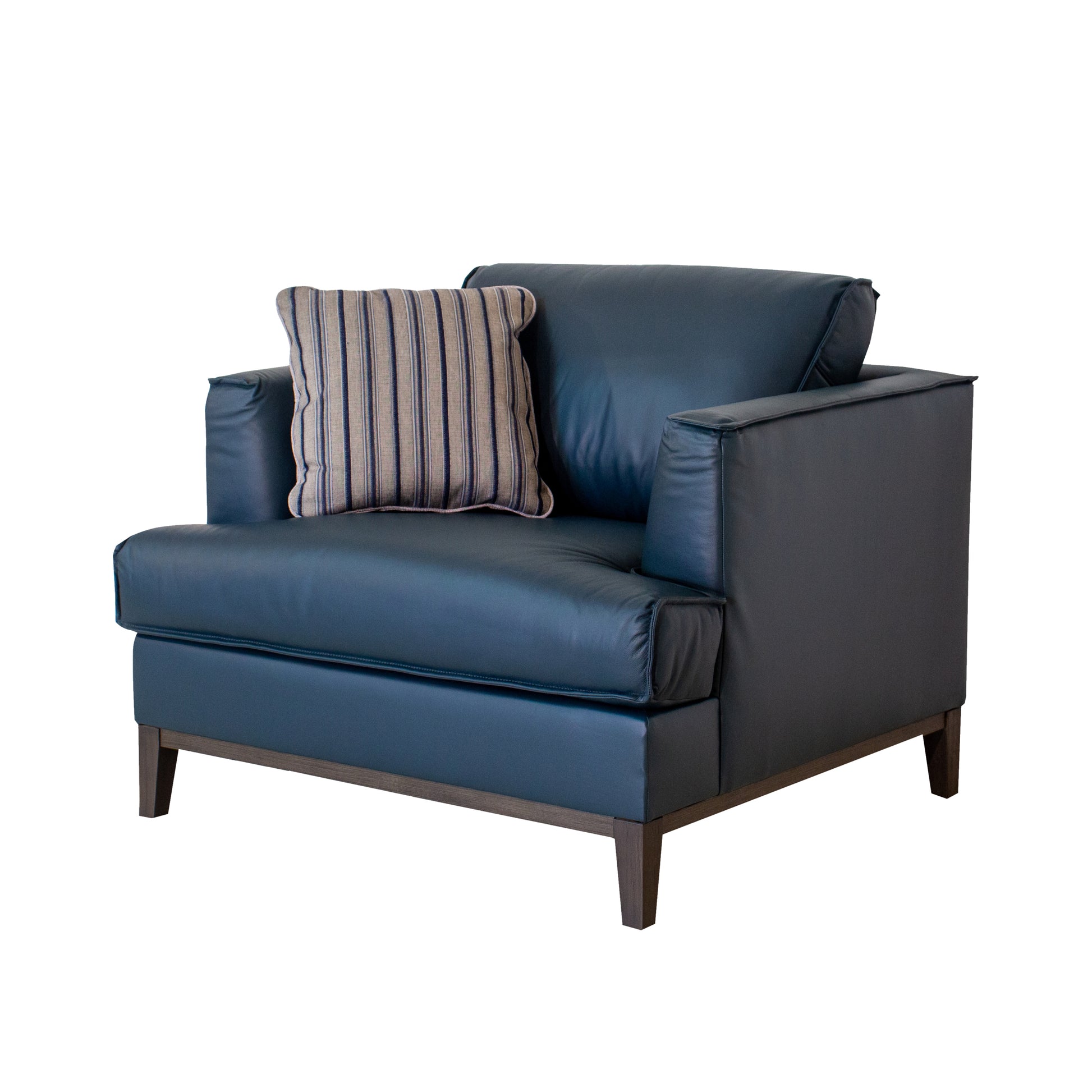 Aspen Navy Top Grain Leather Chair Navy Wood Leather