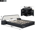 Queen Size Storage Upholstered Tufted Hydraulic Platform Bed With 2 Nightstands And Usb, Black Box Spring Not Required Queen Black Wood Bedroom Bed Frame Faux Leather Upholstered