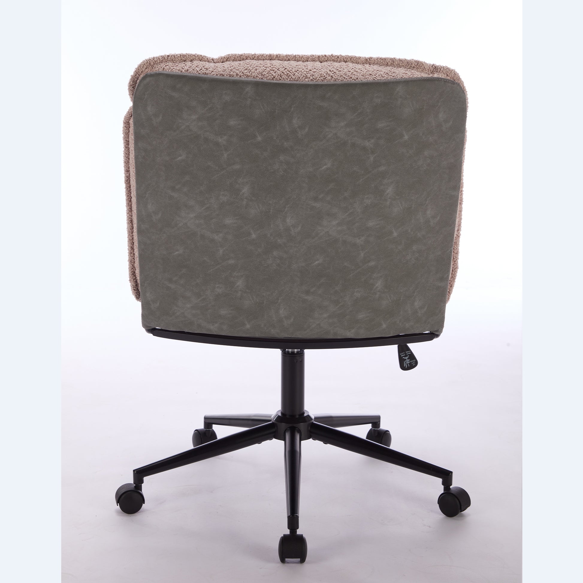 Oversize Seat Cirss Cross Chair With Wheels, Elegant Design Computer Chair, Adjustable Height 360 Rolling Swivel Home Office Chair For Small Space, Dressing Room, Living Room Gray Pink Pink Grey Primary Living Space Casual Foam Pu Leather