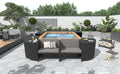 Spa Surround Spa Frame Quadrilateral Outdoor Rattan Sectional Sofa Set With Mini Sofa, Wooden Seats And Storage Spaces, Grey Yes Grey Water Resistant Frame Water Resistant Cushion Garden & Outdoor Sectional Seating Groups Foam Rattan Waterproof Fabric