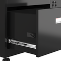 Metal Office Cabinet With 2 Drawers & Adjustable Shelves, Mobile Lateral Filing Cabinet With Lock Black Metal