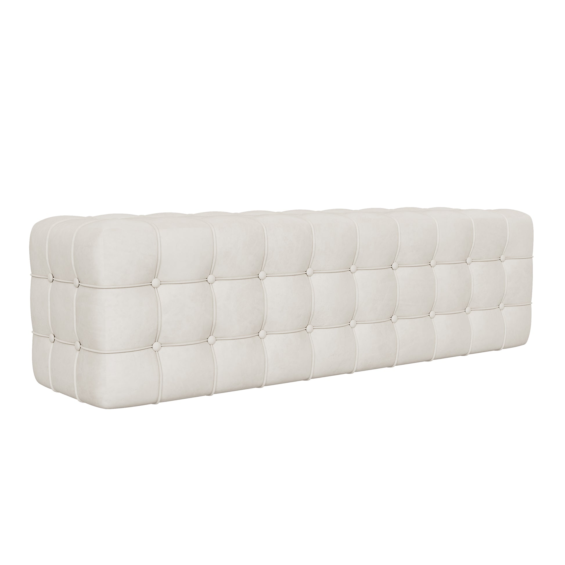 2 Pieces Bedroom Sets Queen Size Upholstered Bed With Rectangular Upholstered Ottoman For Bedroom,White Queen White 2 Piece Set Solid Wood Mdf