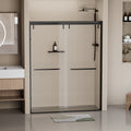56 60 In. W X 76 In. H Semi Frameless Shower Door, Double Sliding Shower Door, 5 16