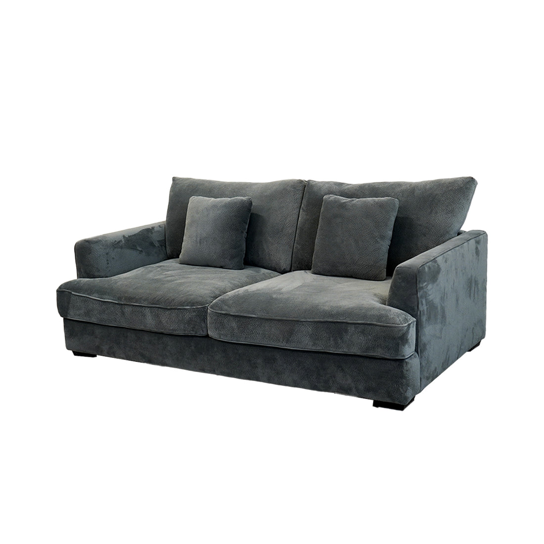 Ashton Grey Down Loveseat Grey Wood Chenille