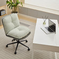 Oversize Seat Cirss Cross Chair With Wheels, Elegant Design Computer Chair, Adjustable Height 360 Rolling Swivel Home Office Chair For Small Space, Dressing Room, Living Room Gray Green Gray Primary Living Space Casual Foam Pu Leather