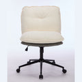 Oversize Seat Cirss Cross Chair With Wheels, Elegant Design Computer Chair, Adjustable Height 360 Rolling Swivel Home Office Chair For Small Space, Dressing Room, Living Room Gray White Dark Gray White Primary Living Space Casual Foam Pu Leather