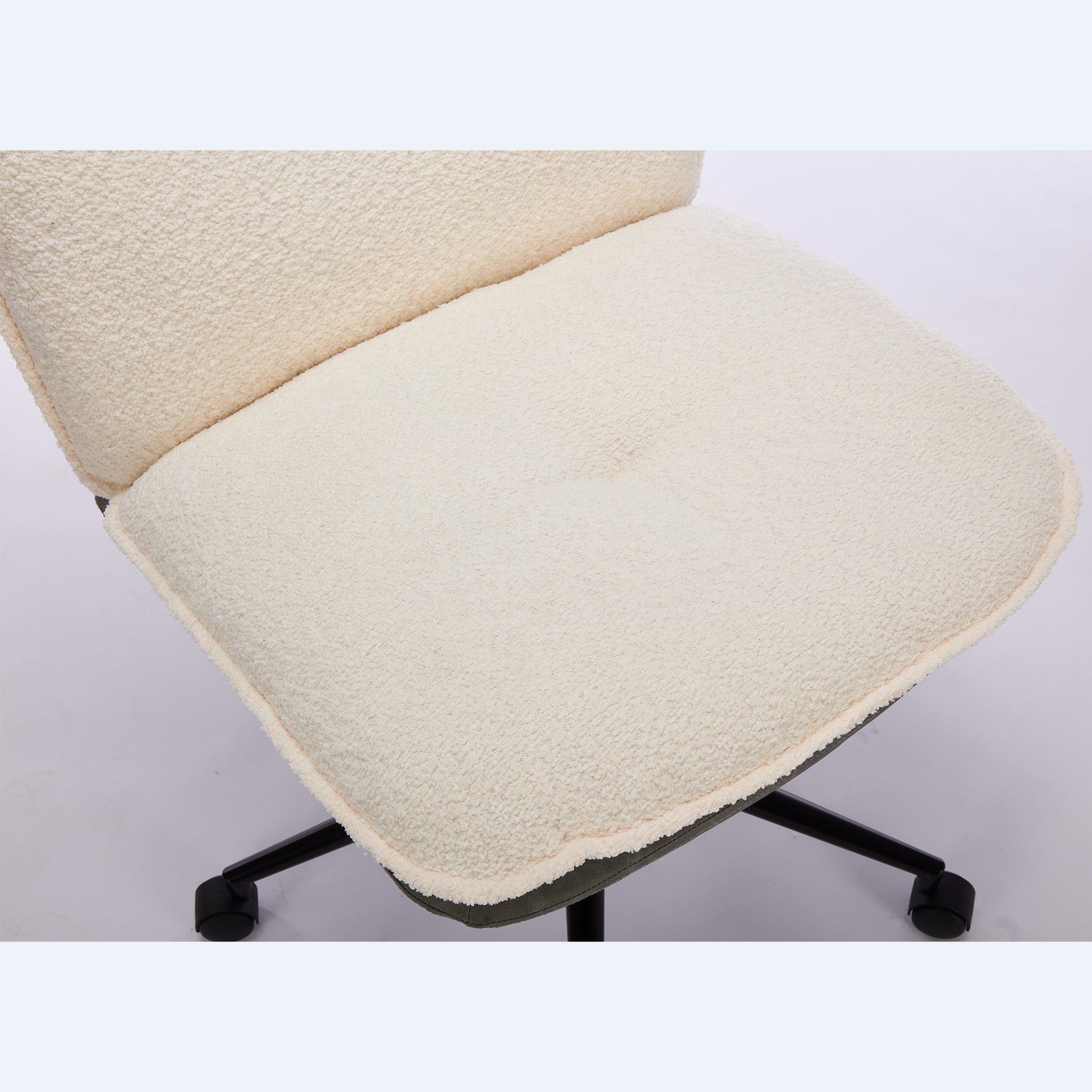 Oversize Seat Cirss Cross Chair With Wheels, Elegant Design Computer Chair, Adjustable Height 360 Rolling Swivel Home Office Chair For Small Space, Dressing Room, Living Room Gray White Dark Gray White Primary Living Space Casual Foam Pu Leather