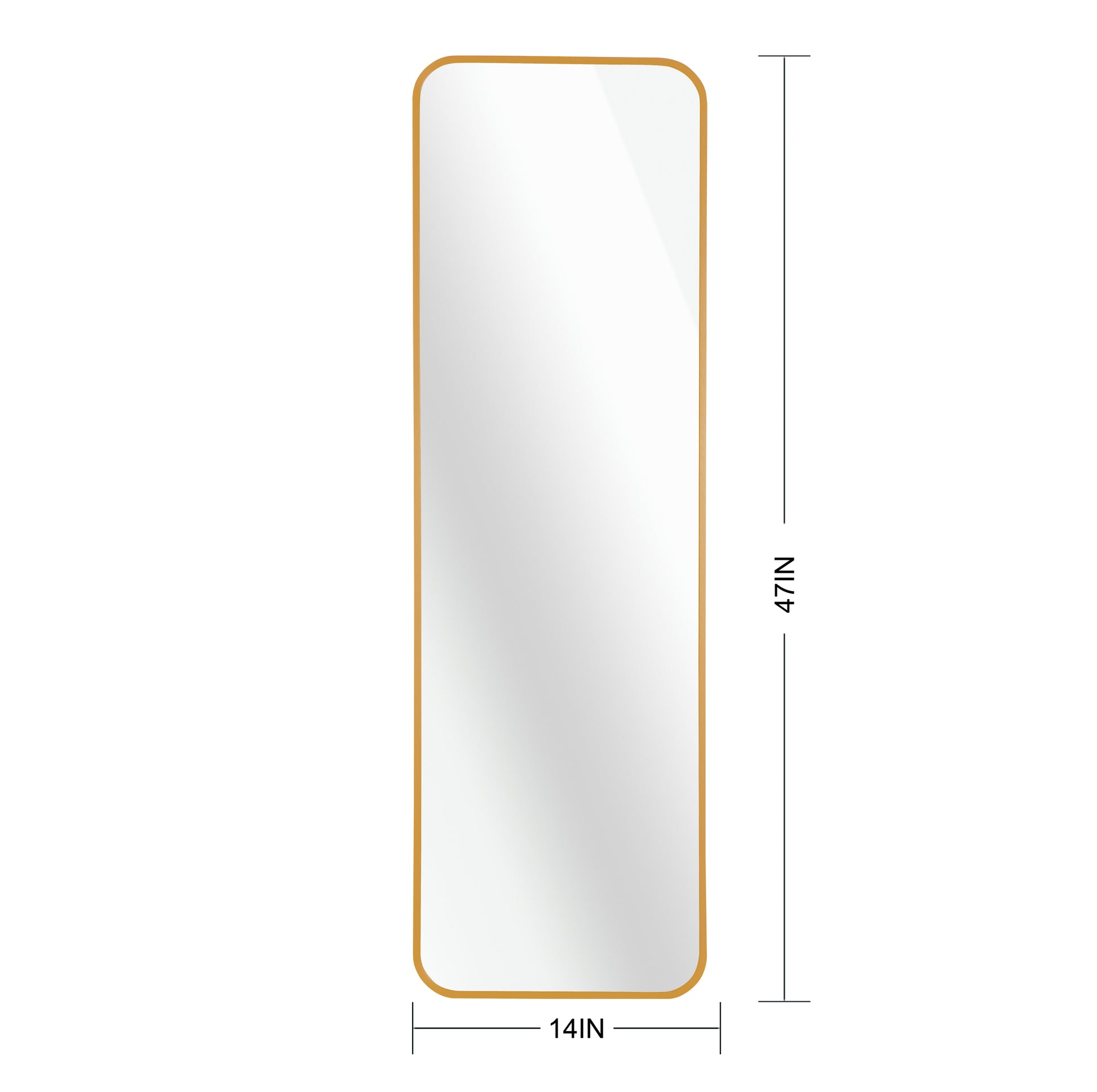 Gold 47 X 14In Door Mirror Golden Classic Mdf Glass Aluminium Alloy