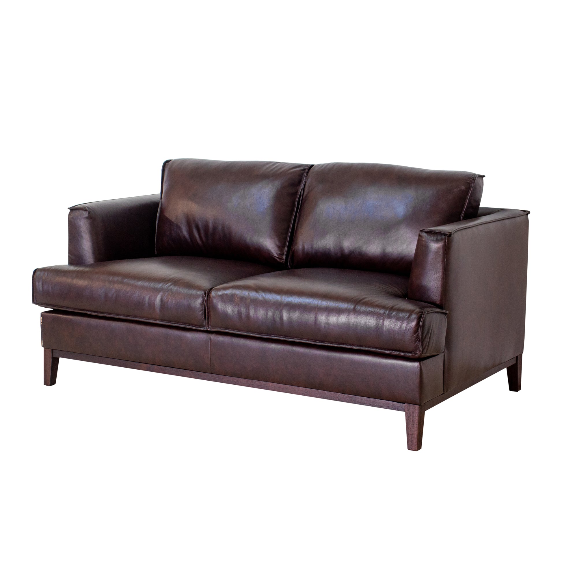 Aspen Brown Top Grain Leather Beautiful Brown Wood Leather 2 Seat