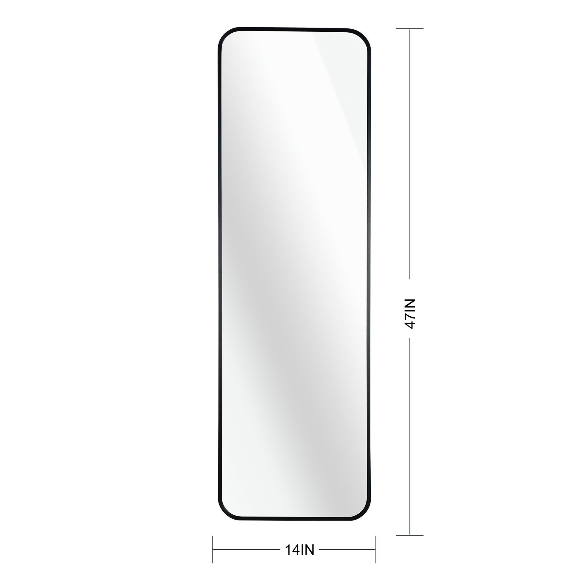 Black 47 X 14In Door Mirror Black Classic Mdf Glass Aluminium Alloy