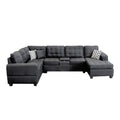 Brigham U Shaped Sectional Grey Grey Polyester 5 Seat