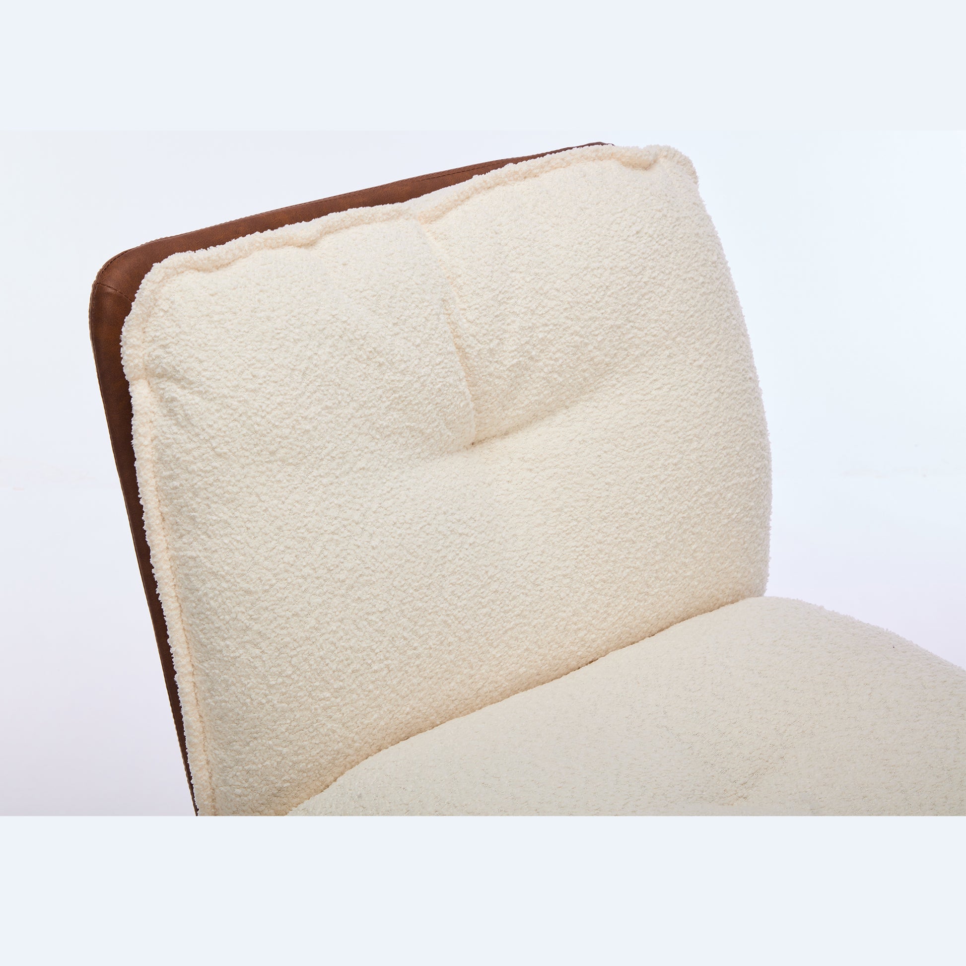 Oversize Seat Cirss Cross Chair With Wheels, Elegant Design Computer Chair, Adjustable Height 360 Rolling Swivel Home Office Chair For Small Space, Dressing Room, Living Room Brown White Dark Brown White Primary Living Space Casual Foam Pu Leather