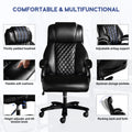 Big And Tall Office Chair, 500Lbs High Back Large Executive Chair With Electric Airbag Heating High Back Computer Chair With Wide Seat, Black Ergonomic Leather Rocking Chair Black Leather