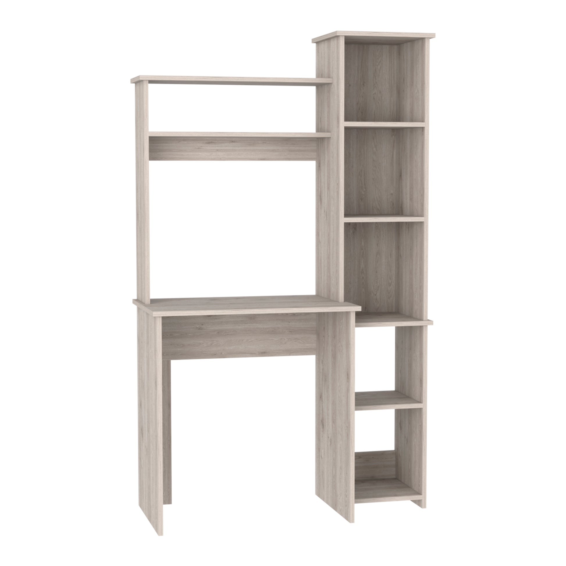 Aramis Desk, Five Shelves, Two Superior Shelves, Light Gray Gray Particle Board Particle Board