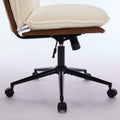 Oversize Seat Cirss Cross Chair With Wheels, Elegant Design Computer Chair, Adjustable Height 360 Rolling Swivel Home Office Chair For Small Space, Dressing Room, Living Room Brown White Dark Brown White Primary Living Space Casual Foam Pu Leather