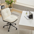 Oversize Seat Cirss Cross Chair With Wheels, Elegant Design Computer Chair, Adjustable Height 360 Rolling Swivel Home Office Chair For Small Space, Dressing Room, Living Room Gray White Dark Gray White Primary Living Space Casual Foam Pu Leather