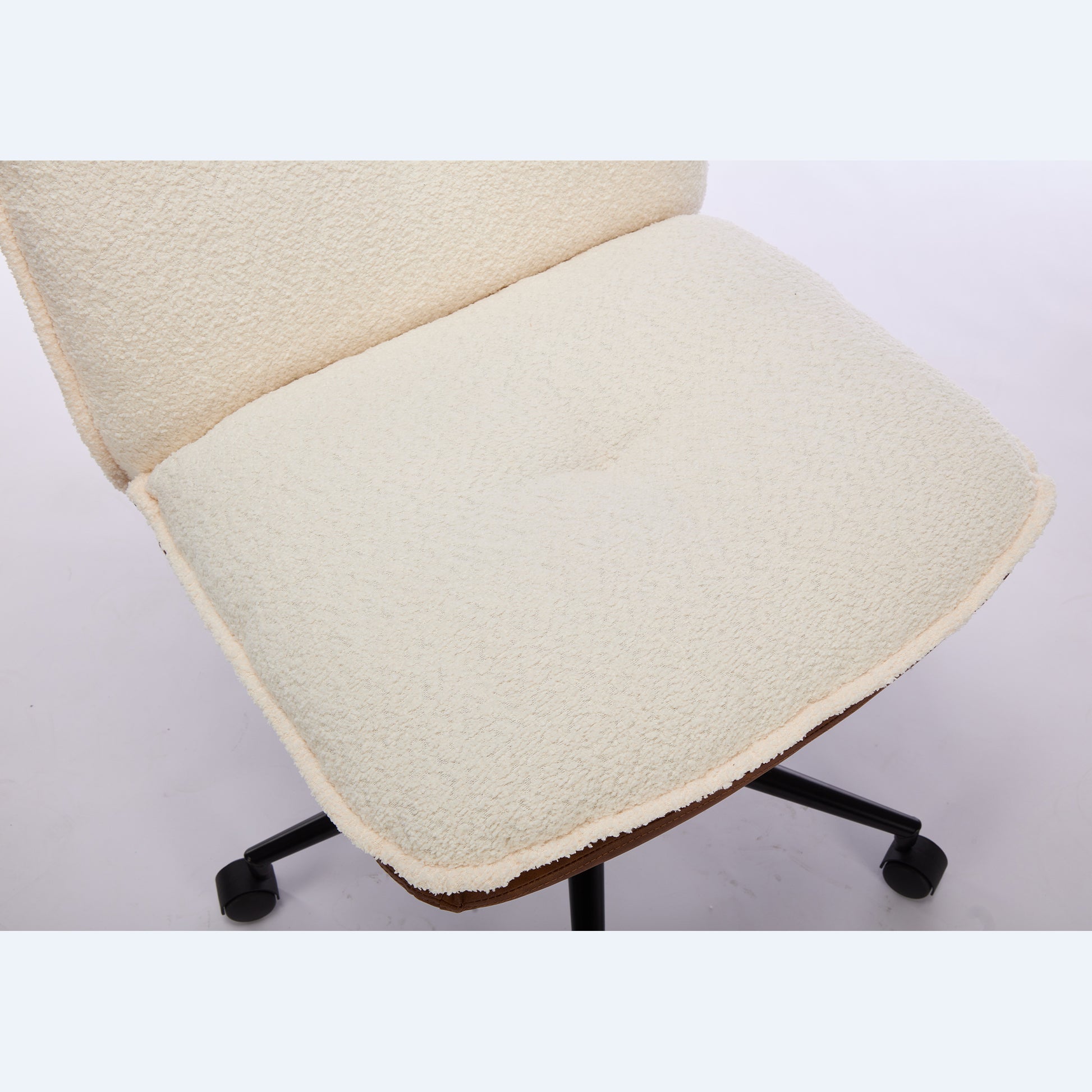 Oversize Seat Cirss Cross Chair With Wheels, Elegant Design Computer Chair, Adjustable Height 360 Rolling Swivel Home Office Chair For Small Space, Dressing Room, Living Room Brown White Dark Brown White Primary Living Space Casual Foam Pu Leather