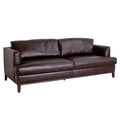 Aspen Brown Top Grain Leather Sofa Brown Wood Leather 3 Seat