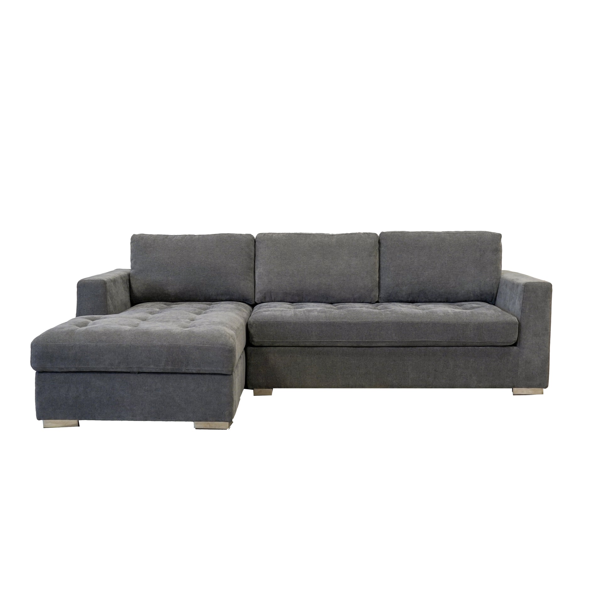 Tacoma Left Facing Sectional With Storage And Pullout Bed Grey Polyester Blend 3 Seat