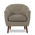 Beige Fabric Upholstered Accent Chair 1Pc Espresso Finish Legs Button Tufted Solid Wood Furniture Living Room Chair Beige Primary Living Space Mid Century Modern,Retro Solid Wood