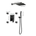 Shower System, 10 Inch Matte Black Full Body Shower System With Body Jets, Square Rainfall Shower Head, Handheld Shower, And 3 Functions Pressure Balance Shower Valve, Bathroom Luxury Faucet Set. Matte Black Bathroom Brass