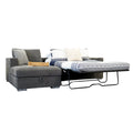 Tacoma Left Facing Sectional With Storage And Pullout Bed Grey Polyester Blend 3 Seat