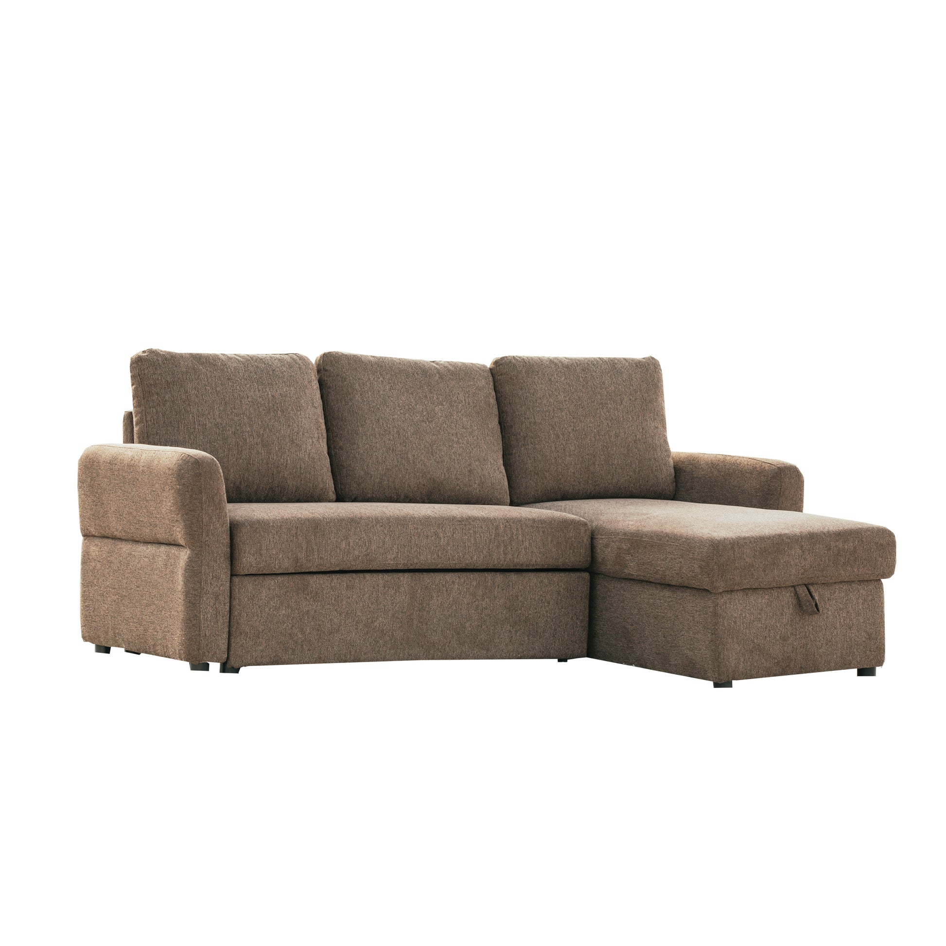 Regis Storage Bed Sectional Coffee Brown Microsuede 3 Seat