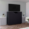 Letna Double Door Cabinet Dresser, Two Drawers, Four Interior Shelves, Three Cabinets With Door, Rod Black Black Particle Board Particle Board