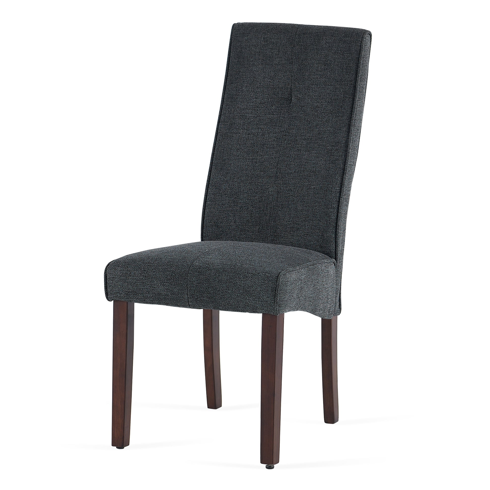 Dark Grey Linen Upholstered Dining Chair High Back, Armless Accent Chair With Wood Legs, Set Of 2 Plaid Dark Grey Dining Room Dry Clean Modern Dining Chairs Rubberwood Solid Back Set Of 2 Foam Linen