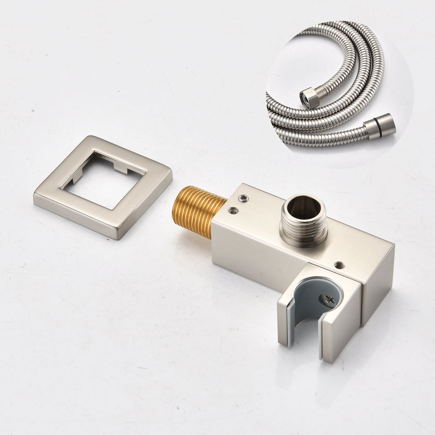 Ceiling Mounted Shower System Combo Set With Handheld And 10"Shower Head Brushed Nickel Bathroom Brass