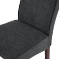 Dark Grey Linen Upholstered Dining Chair High Back, Armless Accent Chair With Wood Legs, Set Of 2 Plaid Dark Grey Dining Room Dry Clean Modern Dining Chairs Rubberwood Solid Back Set Of 2 Foam Linen