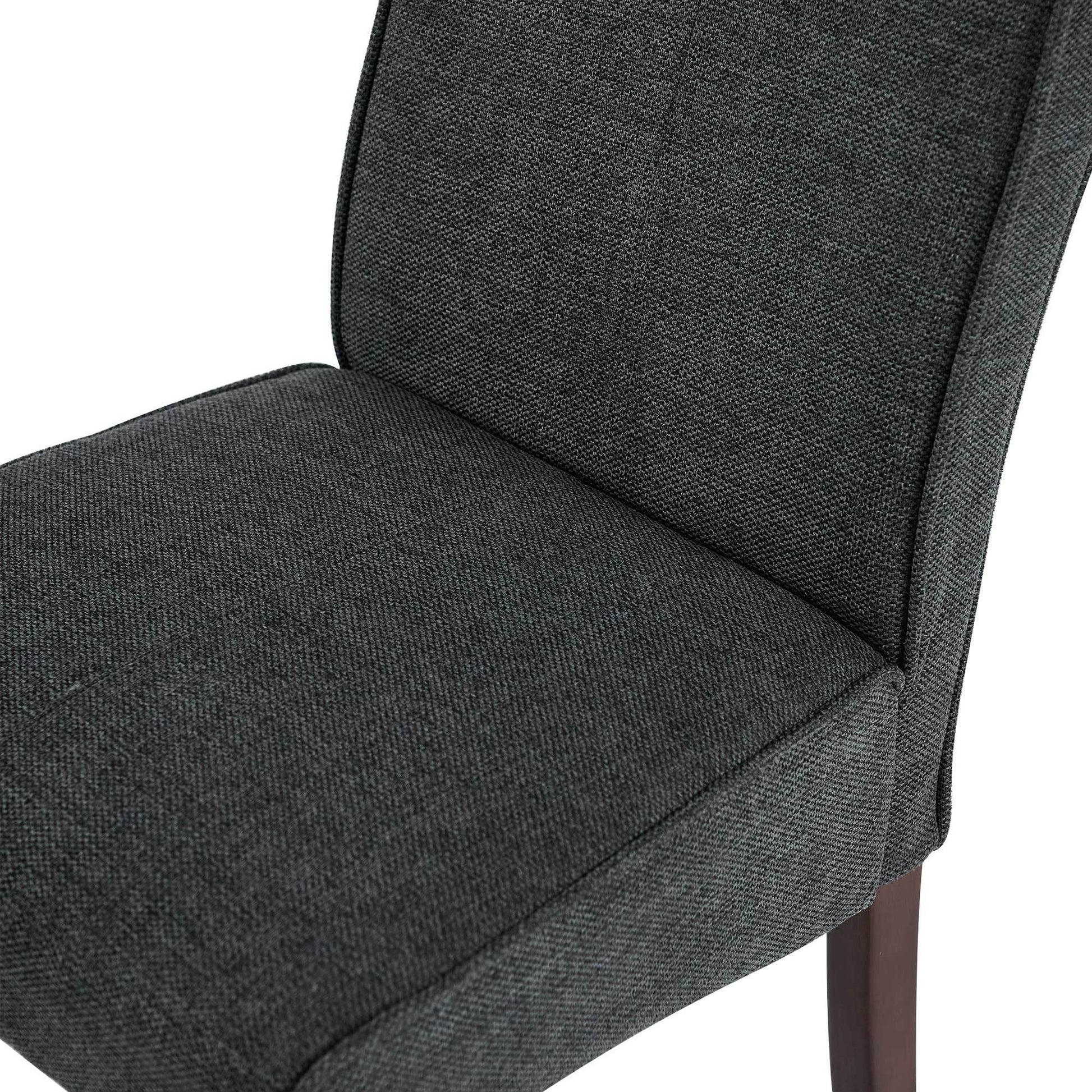 Dark Grey Linen Upholstered Dining Chair High Back, Armless Accent Chair With Wood Legs, Set Of 2 Plaid Dark Grey Dining Room Dry Clean Modern Dining Chairs Rubberwood Solid Back Set Of 2 Foam Linen