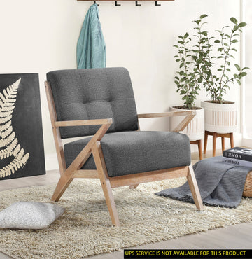 Modern Tufted Back Accent Chair 1Pc Dark Gray Upholstery Antique Finish Solid Rubberwood Unique Design Furniture Dark Gray Primary Living Space Modern,Rustic Rubberwood Solid Wood
