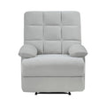 Reclining Chair Light Gray Velvet Upholstery Square Tufted Back Pillowtop Arms Solid Wood Furniture Modern Living Room Recliner 1Pc Light Gray Velvet Wood Primary Living Space Cushion Back Modern Pillow Top Arms Velvet