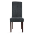 Dark Grey Linen Upholstered Dining Chair High Back, Armless Accent Chair With Wood Legs, Set Of 2 Plaid Dark Grey Dining Room Dry Clean Modern Dining Chairs Rubberwood Solid Back Set Of 2 Foam Linen