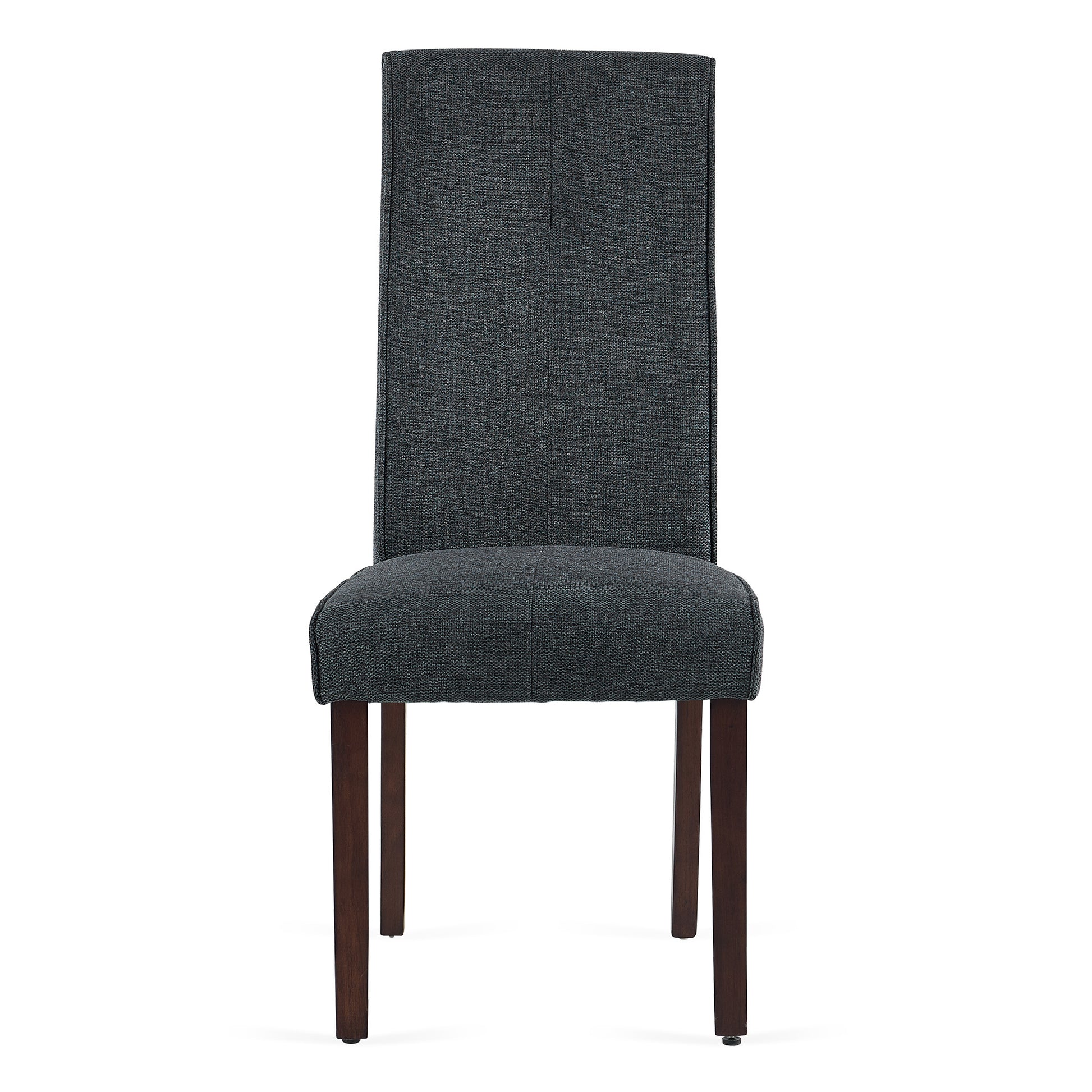Dark Grey Linen Upholstered Dining Chair High Back, Armless Accent Chair With Wood Legs, Set Of 2 Plaid Dark Grey Dining Room Dry Clean Modern Dining Chairs Rubberwood Solid Back Set Of 2 Foam Linen