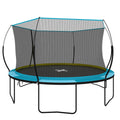 Yc 14Ft Recreational Trampolines With Enclosure For Kids And Adults With Patented Fiberglass Curved Poles Pumpkin Blue Blue Steel