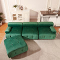 Modular Sectional Sofa Couch, Modern L Shaped Cloud Couch With Reversible Ottoman Convertible Button Tufted Velvet Fabric Couches For Living Room, Diy Combination,Green Green Velvet 4 Seat