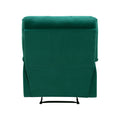 Reclining Chair Green Velvet Upholstery Square Tufted Back Pillowtop Arms Solid Wood Furniture Modern Living Room Recliner 1Pc Green Velvet Wood Primary Living Space Cushion Back Modern Pillow Top Arms Velvet