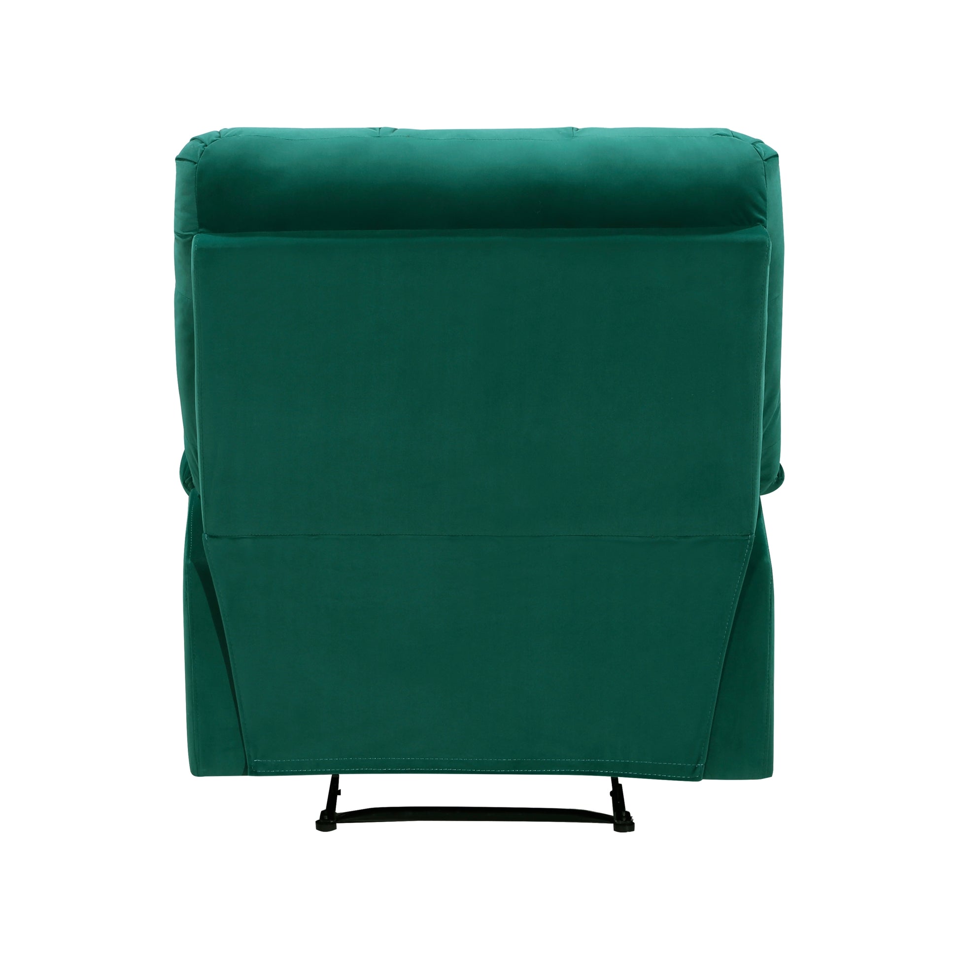 Reclining Chair Green Velvet Upholstery Square Tufted Back Pillowtop Arms Solid Wood Furniture Modern Living Room Recliner 1Pc Green Velvet Wood Primary Living Space Cushion Back Modern Pillow Top Arms Velvet